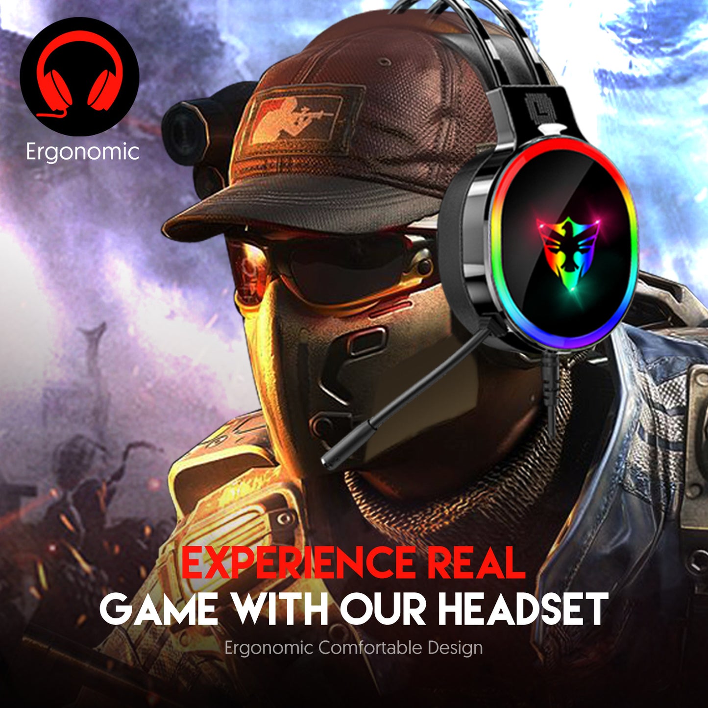 E-sports game headphones with microphone