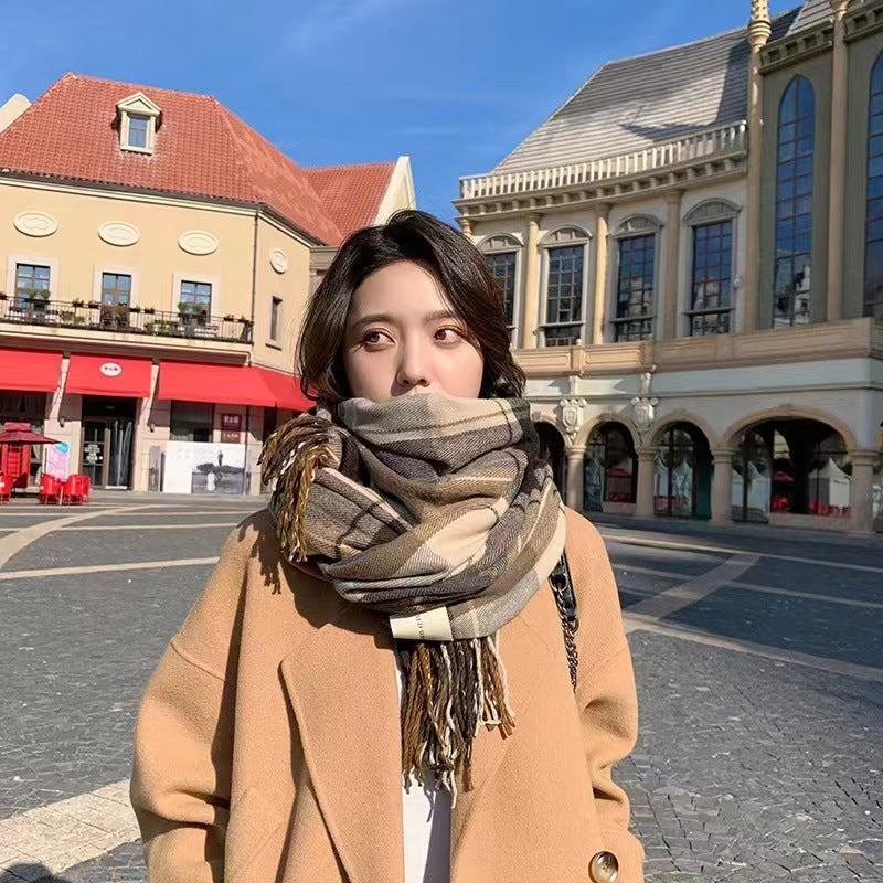 Winter Scarf Women's British Grid Design Warm Self-heating
