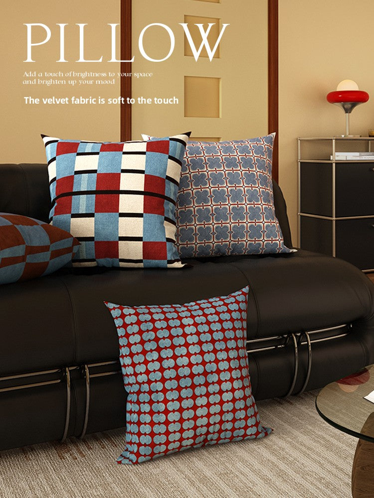 Retro Plaid Sofa Pillow Cushion, Home / Office Decor