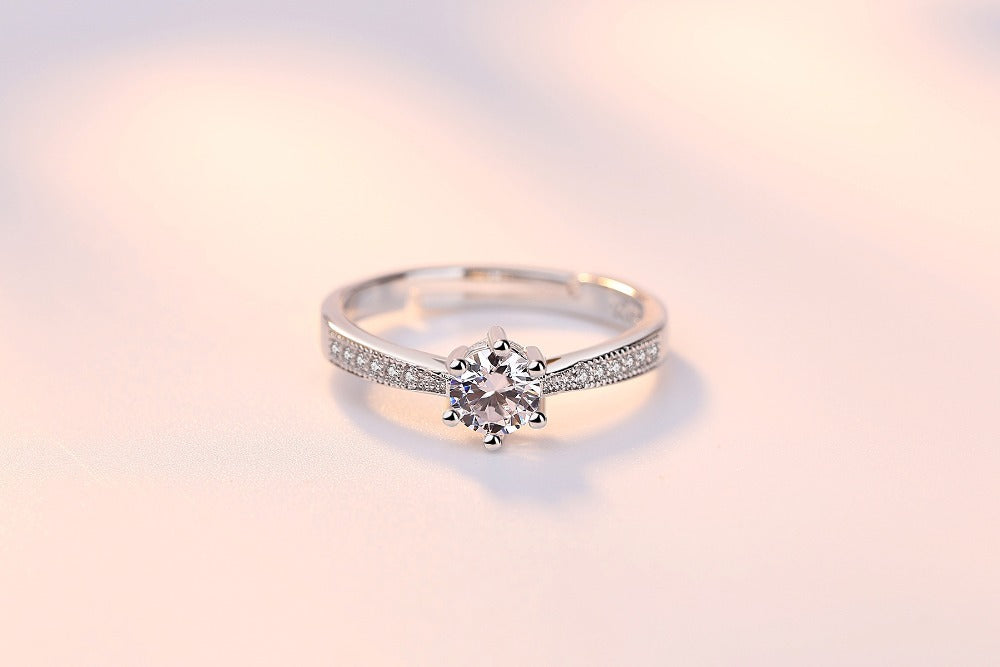 Six Prong Round Zircon Ring