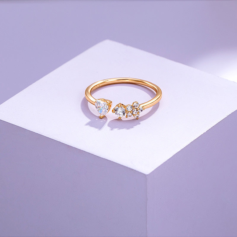 Harajuku Style Flower Ring Rhodium-Plated