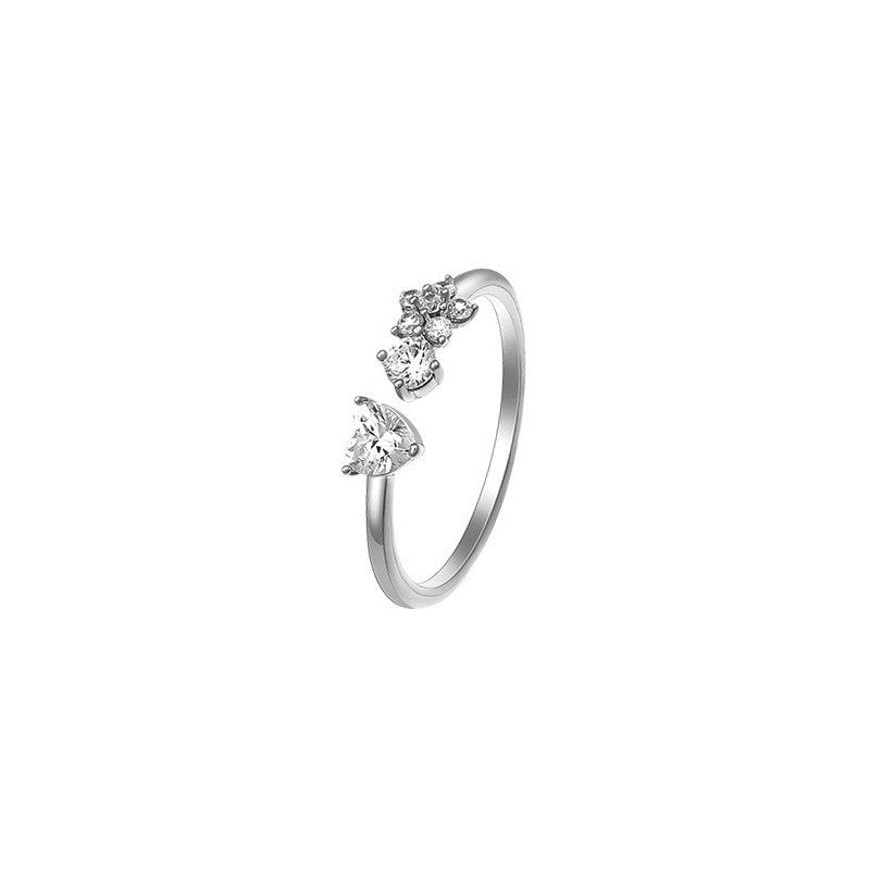 Harajuku Style Flower Ring Rhodium-Plated