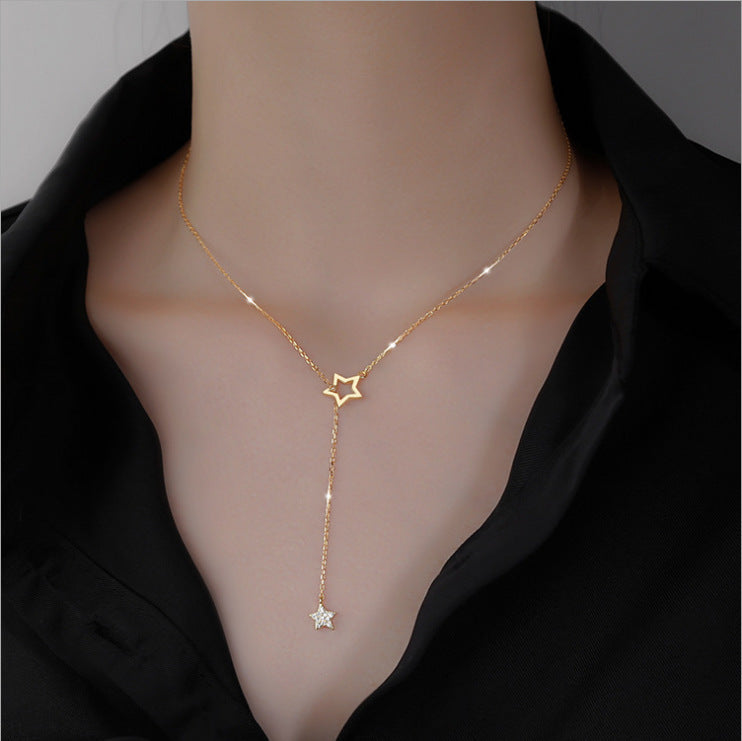 Gold Necklace, Star Necklace Women