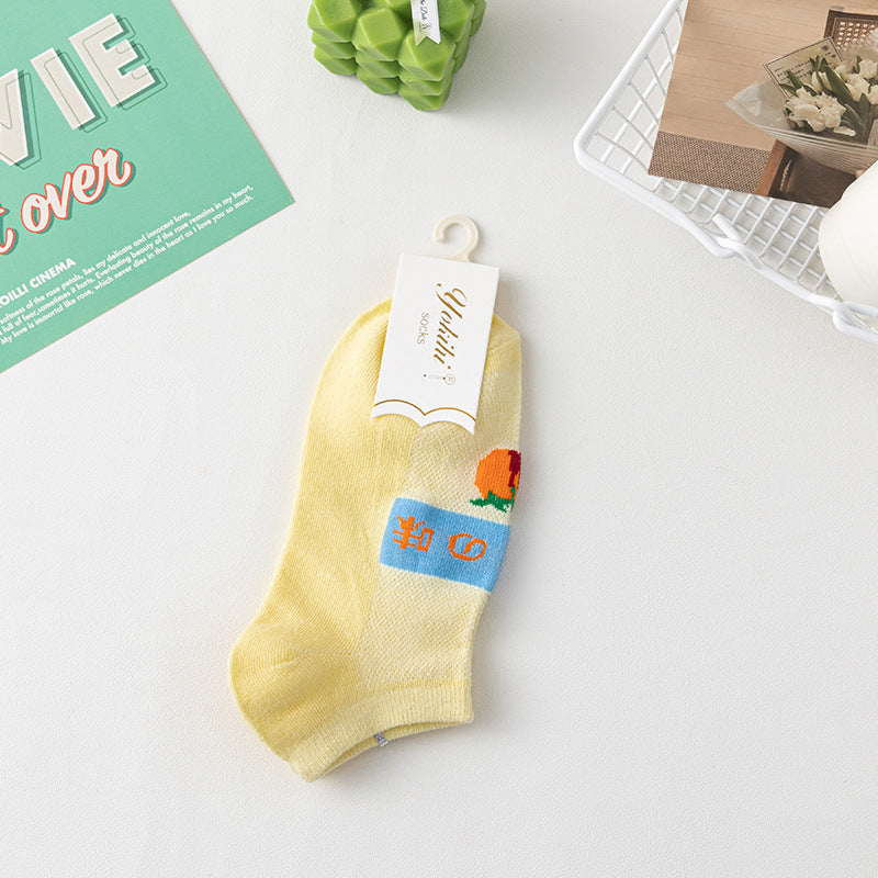 All-cotton men's spring and summer short boat socks