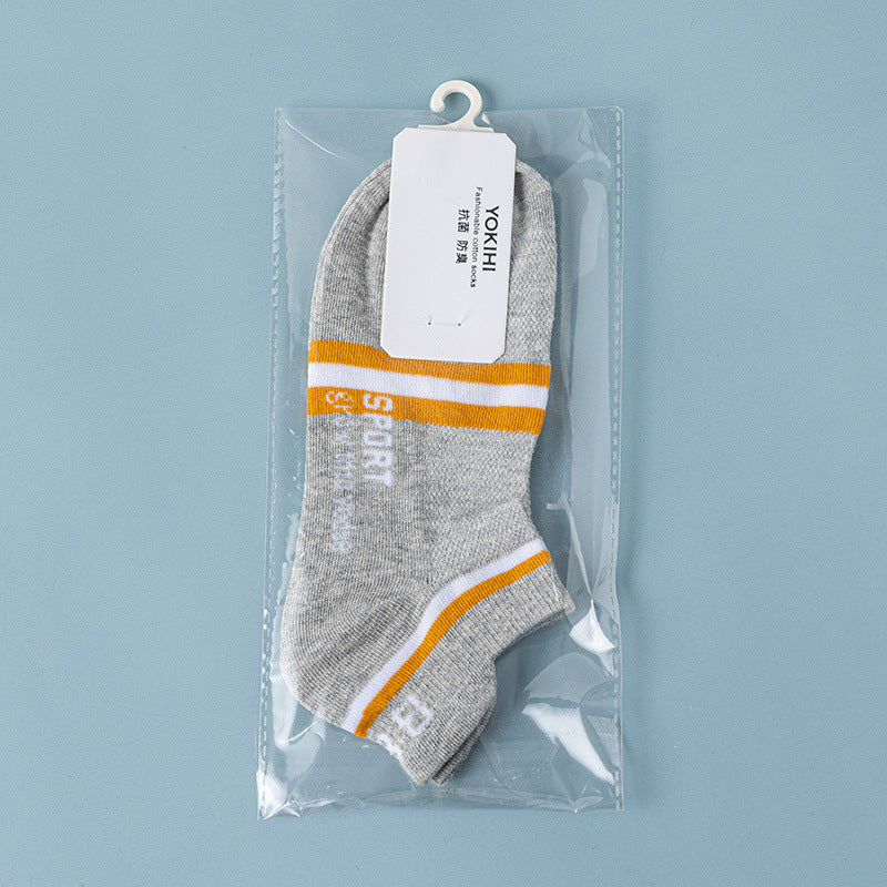 All-cotton men's spring and summer short boat socks