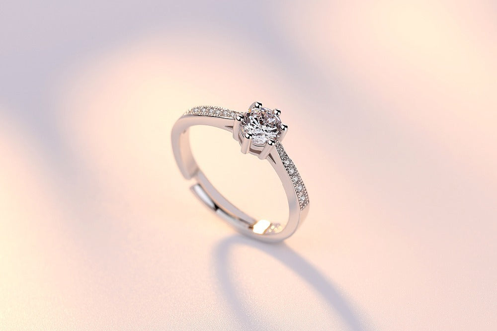 Six Prong Round Zircon Ring