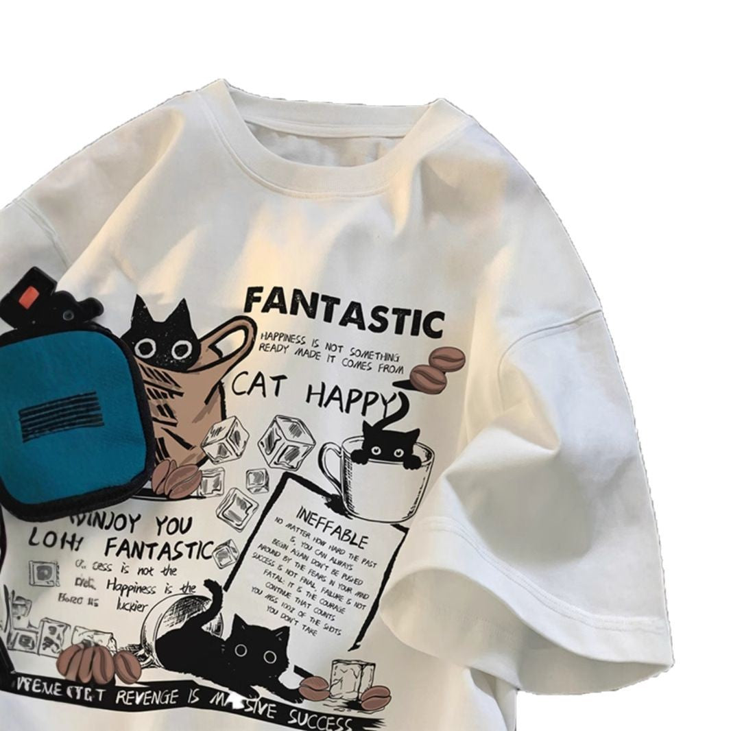 Cartoon Print Pure Cotton Men's T-shirt