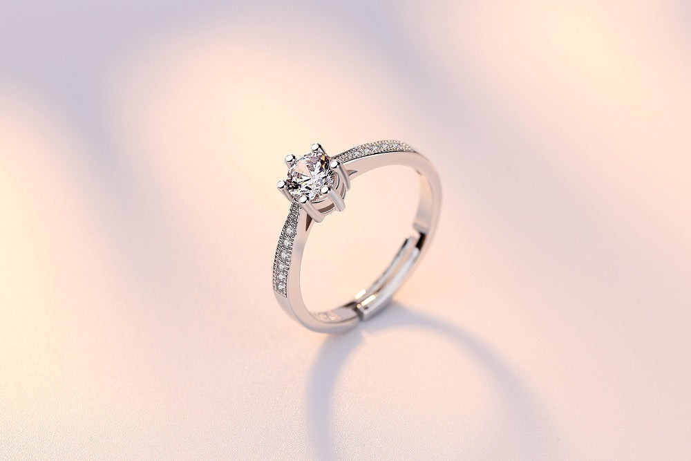 Six Prong Round Zircon Ring