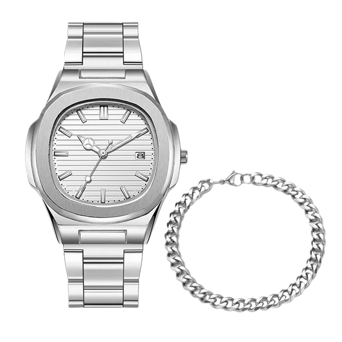 Classic Square Digital Watch with Steel Band