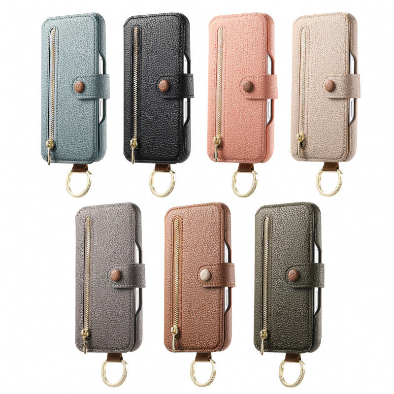 Lychee Pattern Stick-On Flip Phone Case
