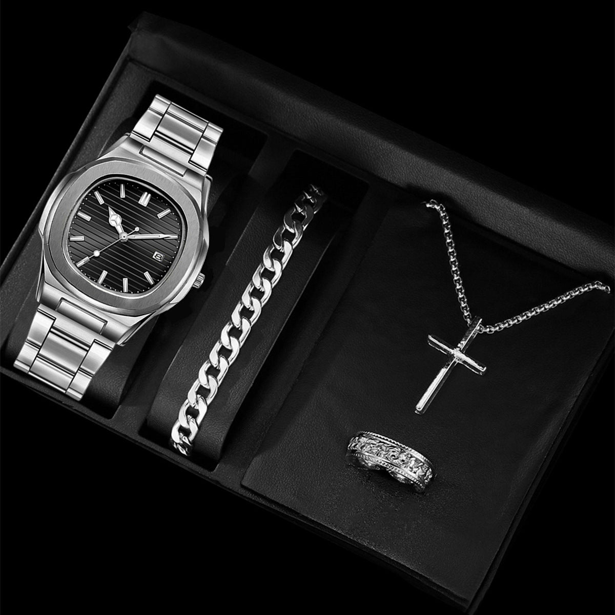 Classic Square Digital Watch with Steel Band