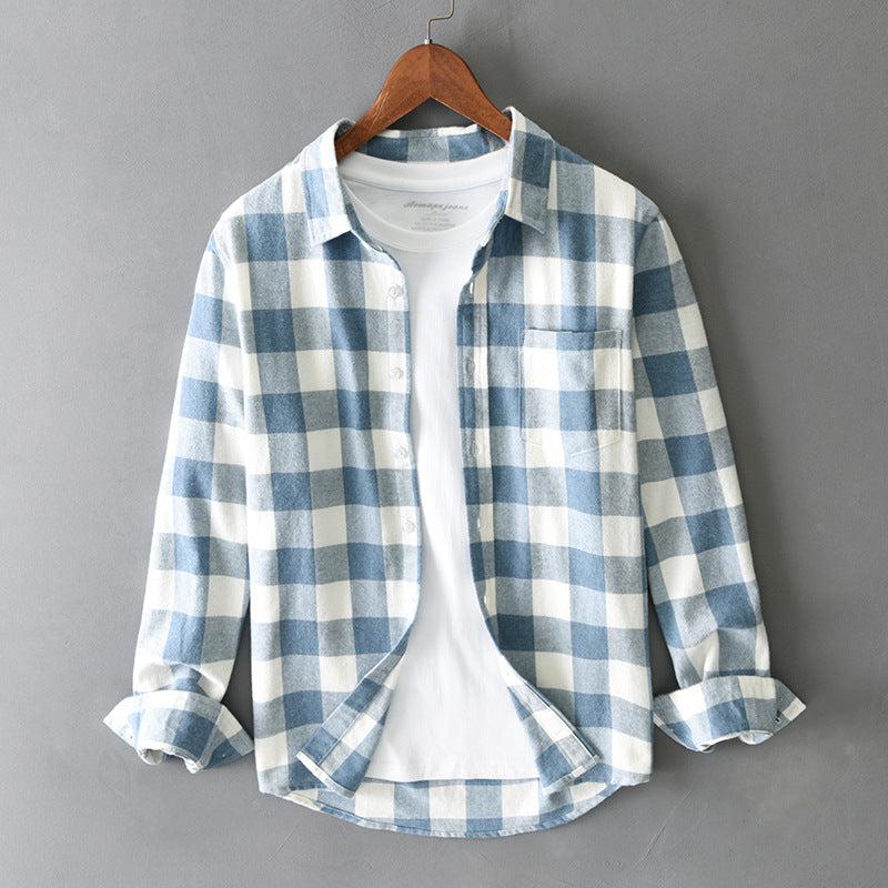 Men's Long Sleeve Plaid Cotton Shirt, Autumn / Winter Collection