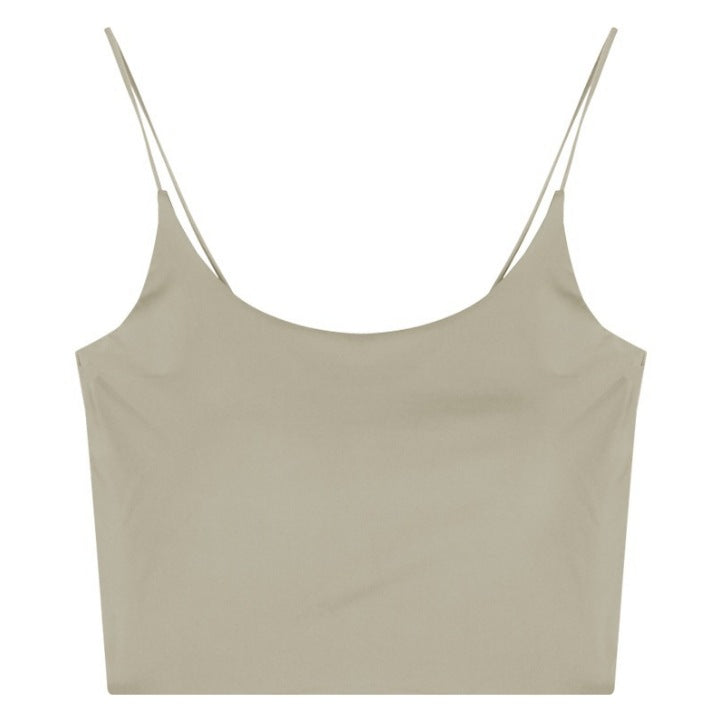 Womens Ice Silk halter top with Built-in Chest Pad