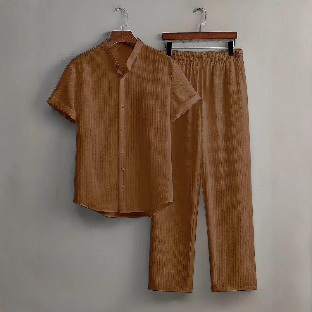 Men's casual short-sleeved suit set (two pieces)