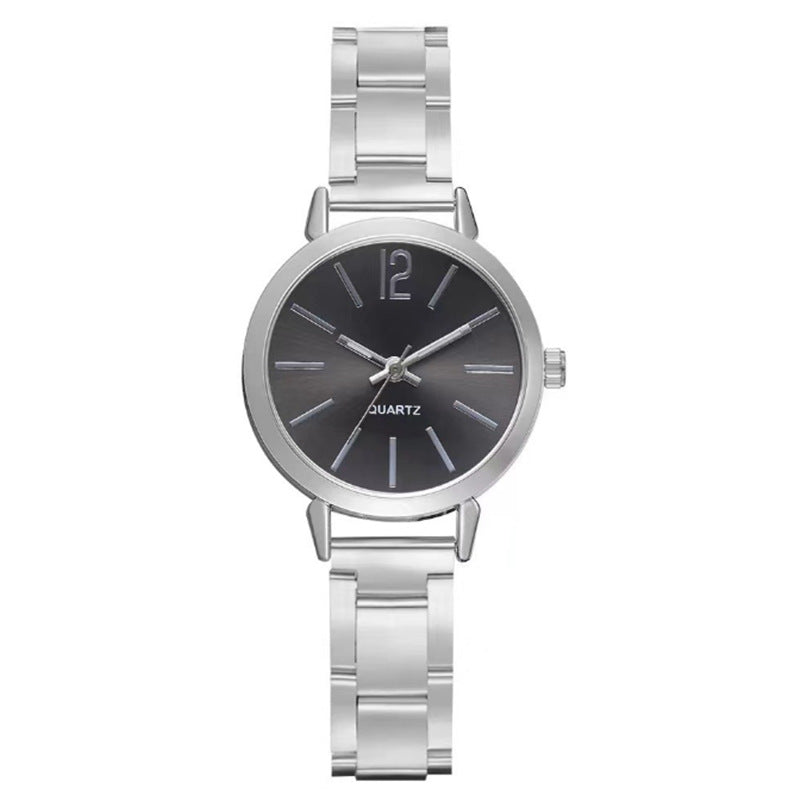 Gold steel band quartz bracelet watch