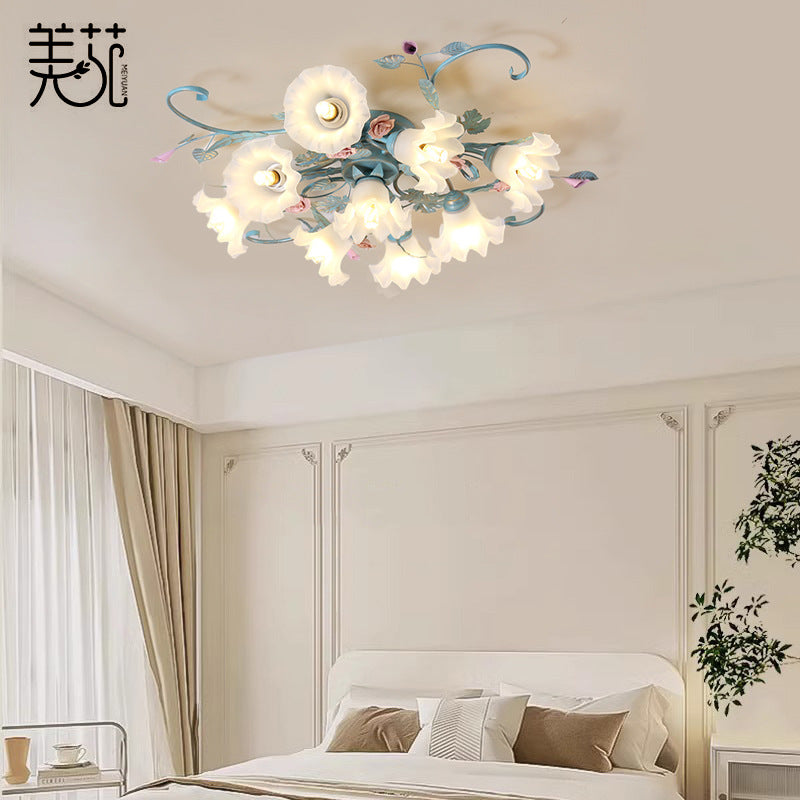 Stropní lampa Vintage Blue Floral s inteligentním ovládáním