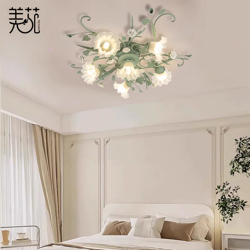 Stropní lampa Vintage Blue Floral s inteligentním ovládáním