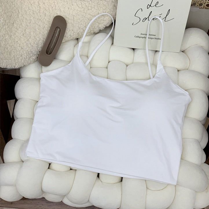 Womens Ice Silk halter top with Built-in Chest Pad