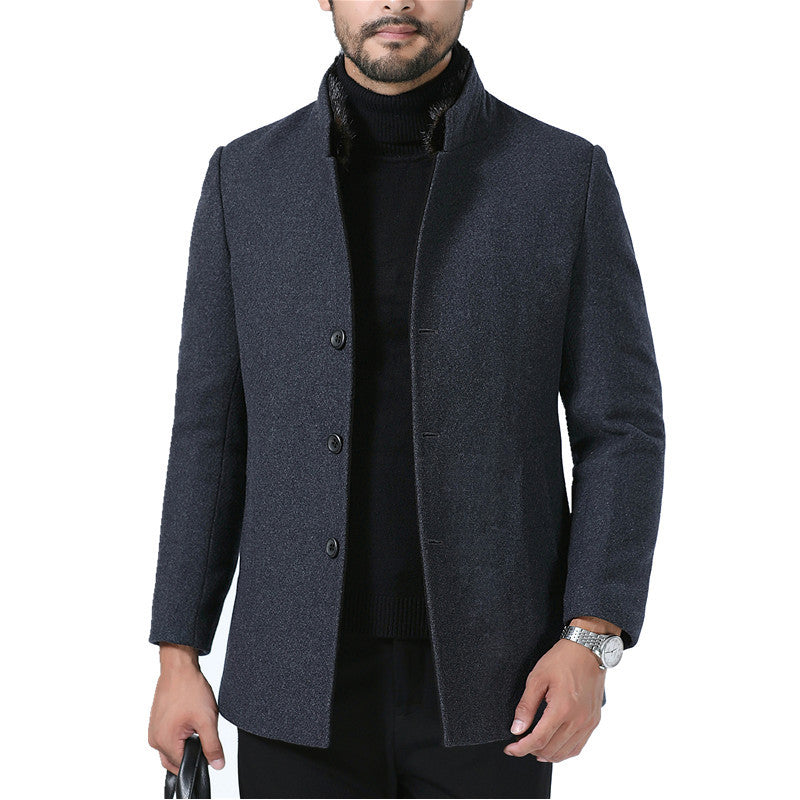 Men's Wool Stand Collar Winter Coat