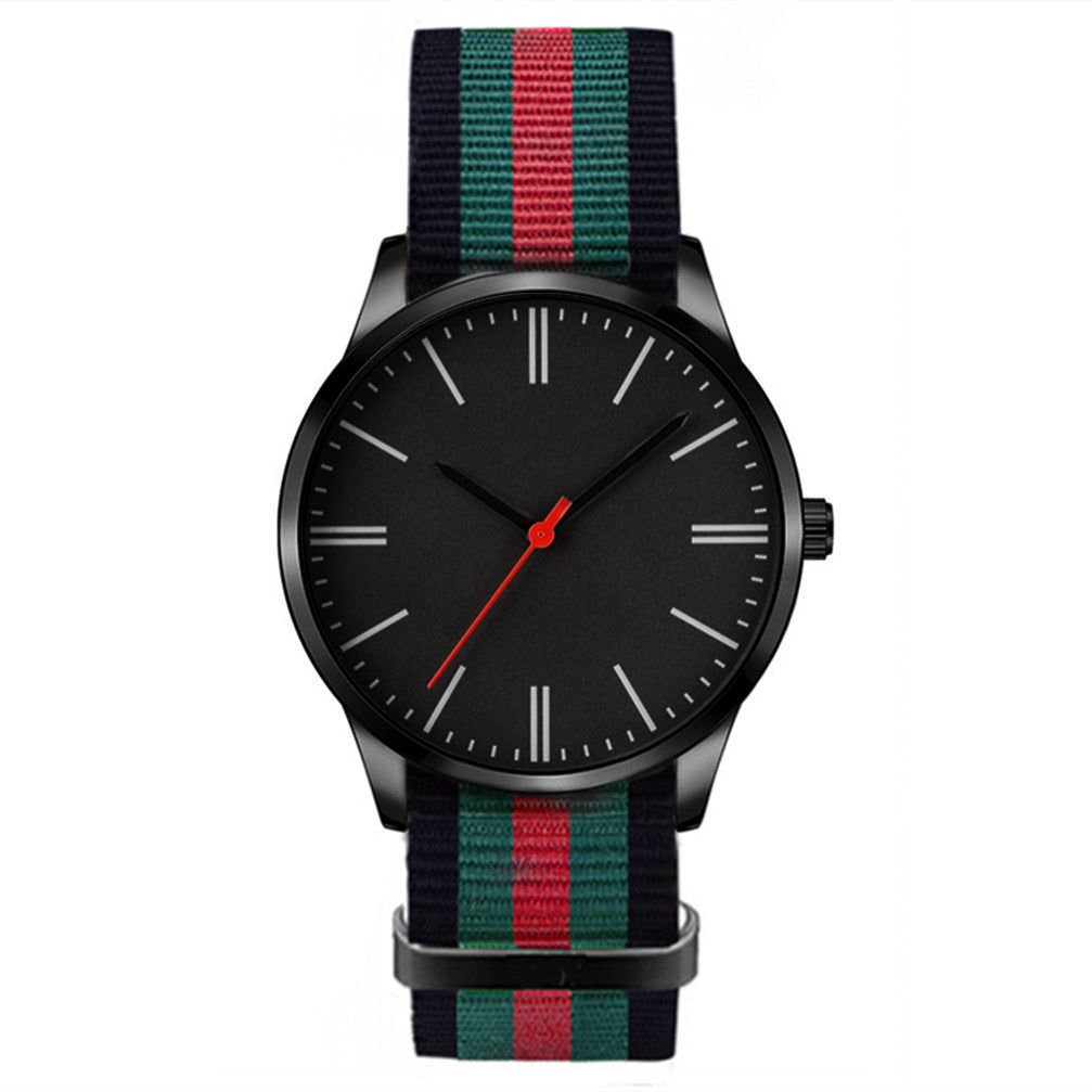 Men's leather strap wrist watch