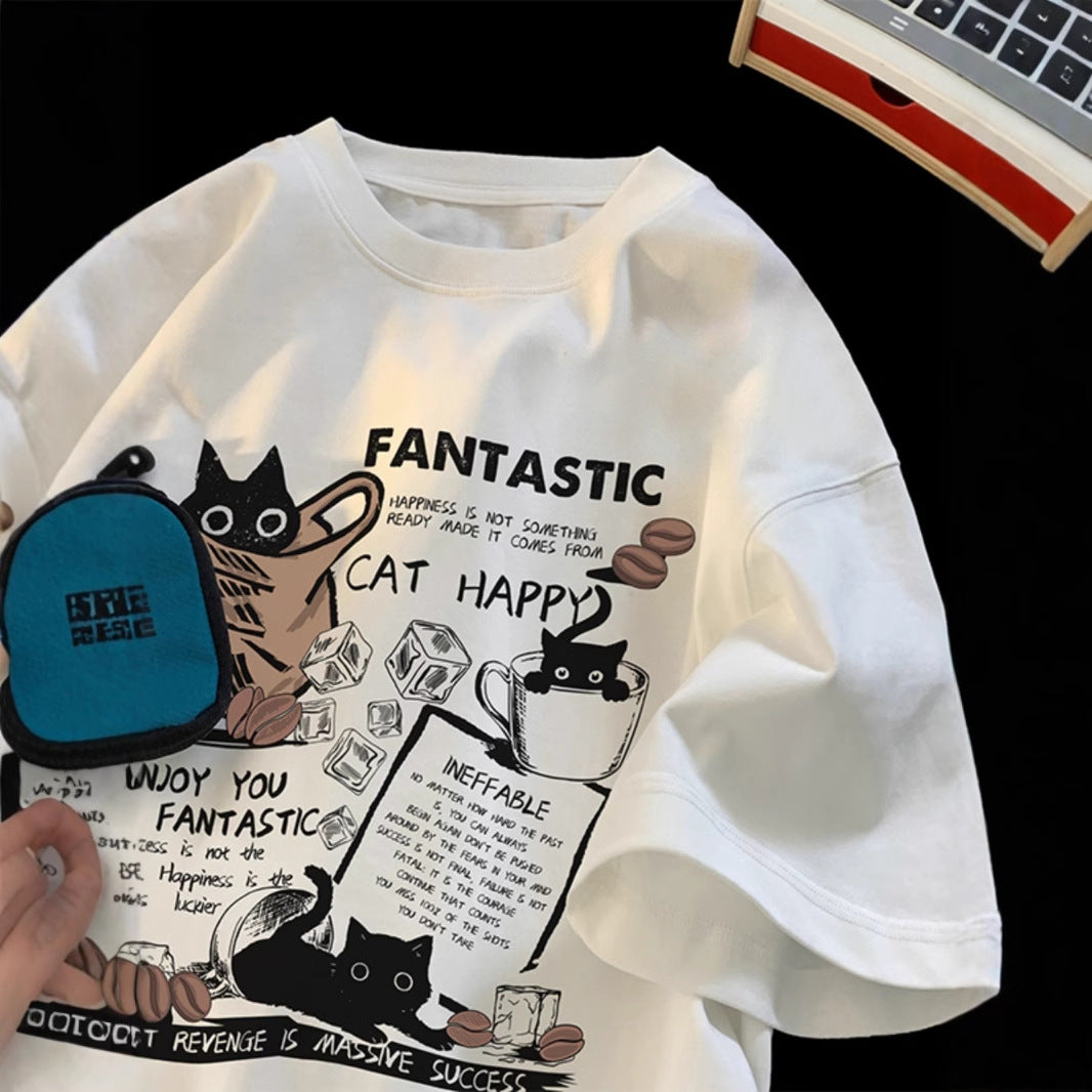 Cartoon Print Pure Cotton Men's T-shirt