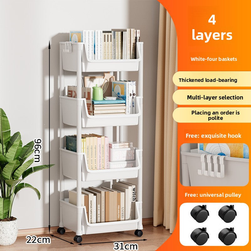 Multi-level floor-standing storage rack for small carts and household use