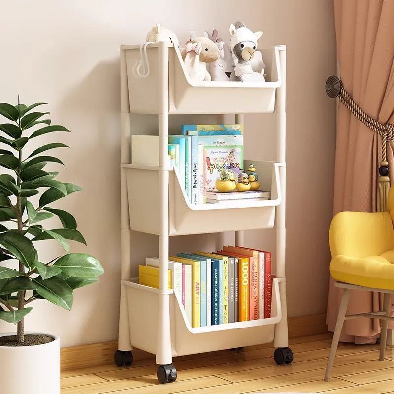 Multi-level floor-standing storage rack for small carts and household use