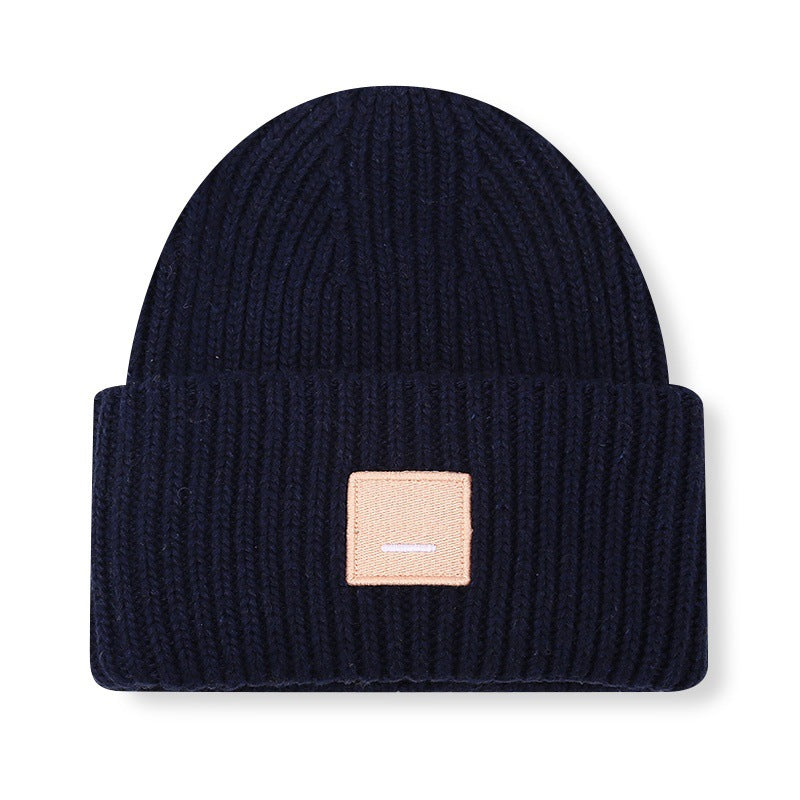 Square Smiley Wool Knitted Winter Hat
