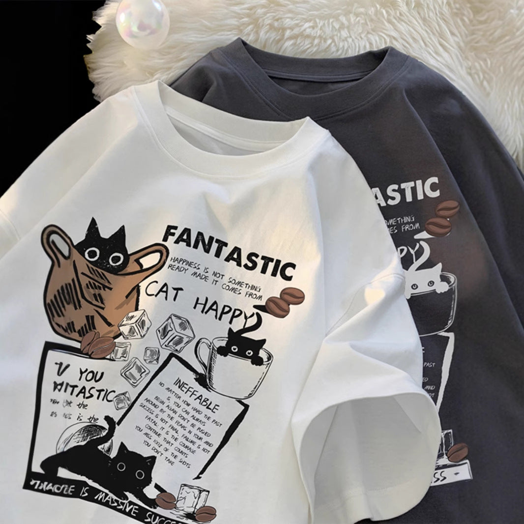 Cartoon Print Pure Cotton Men's T-shirt