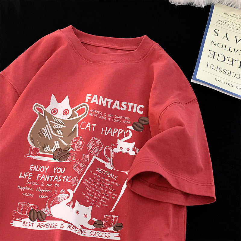Cartoon Print Pure Cotton Men's T-shirt