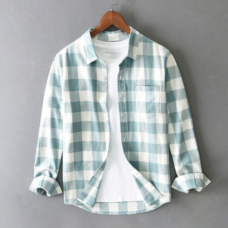Men's Long Sleeve Plaid Cotton Shirt, Autumn / Winter Collection