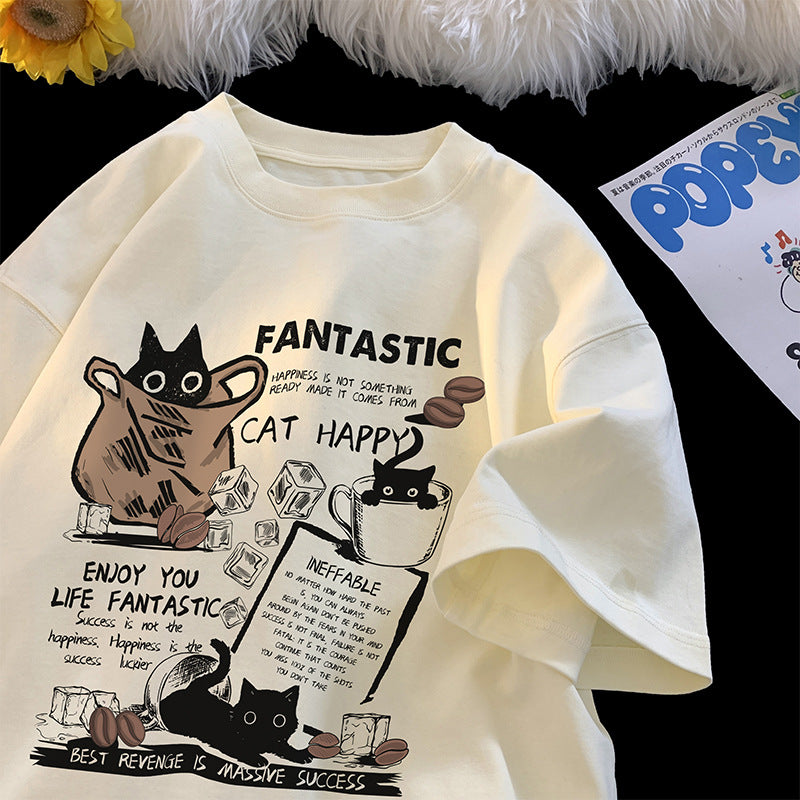 Cartoon Print Pure Cotton Men's T-shirt