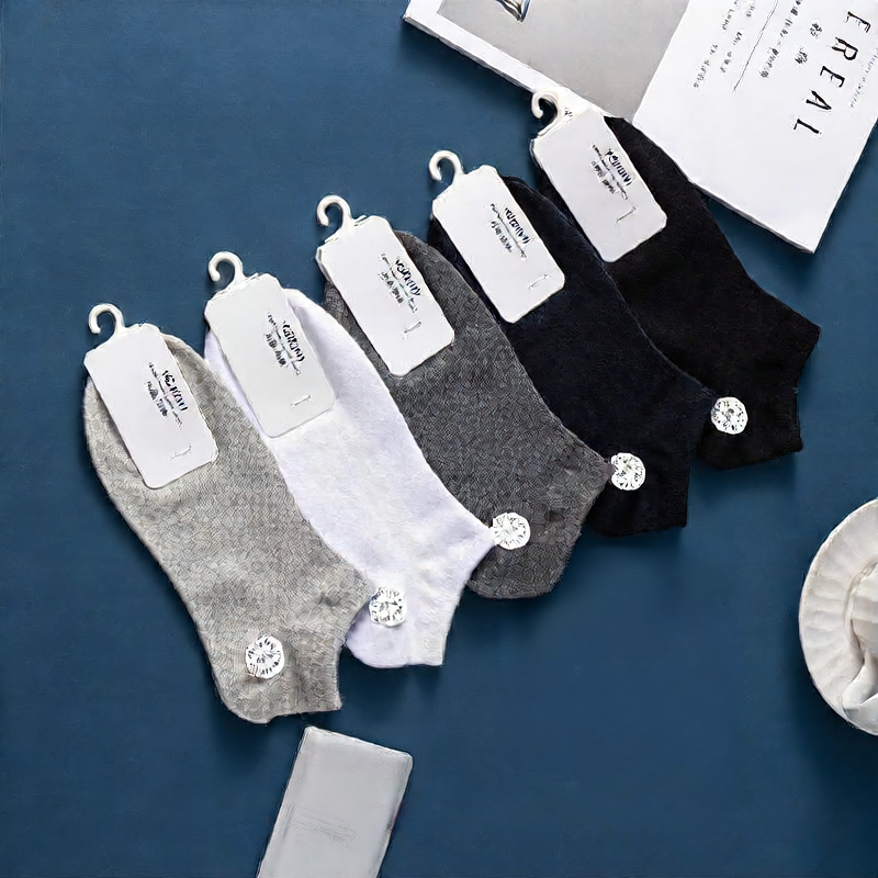 All-cotton men's spring and summer short boat socks