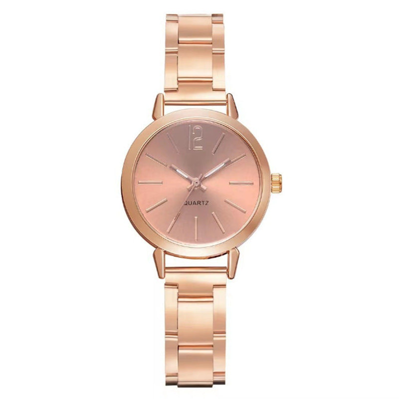 Gold steel band quartz bracelet watch