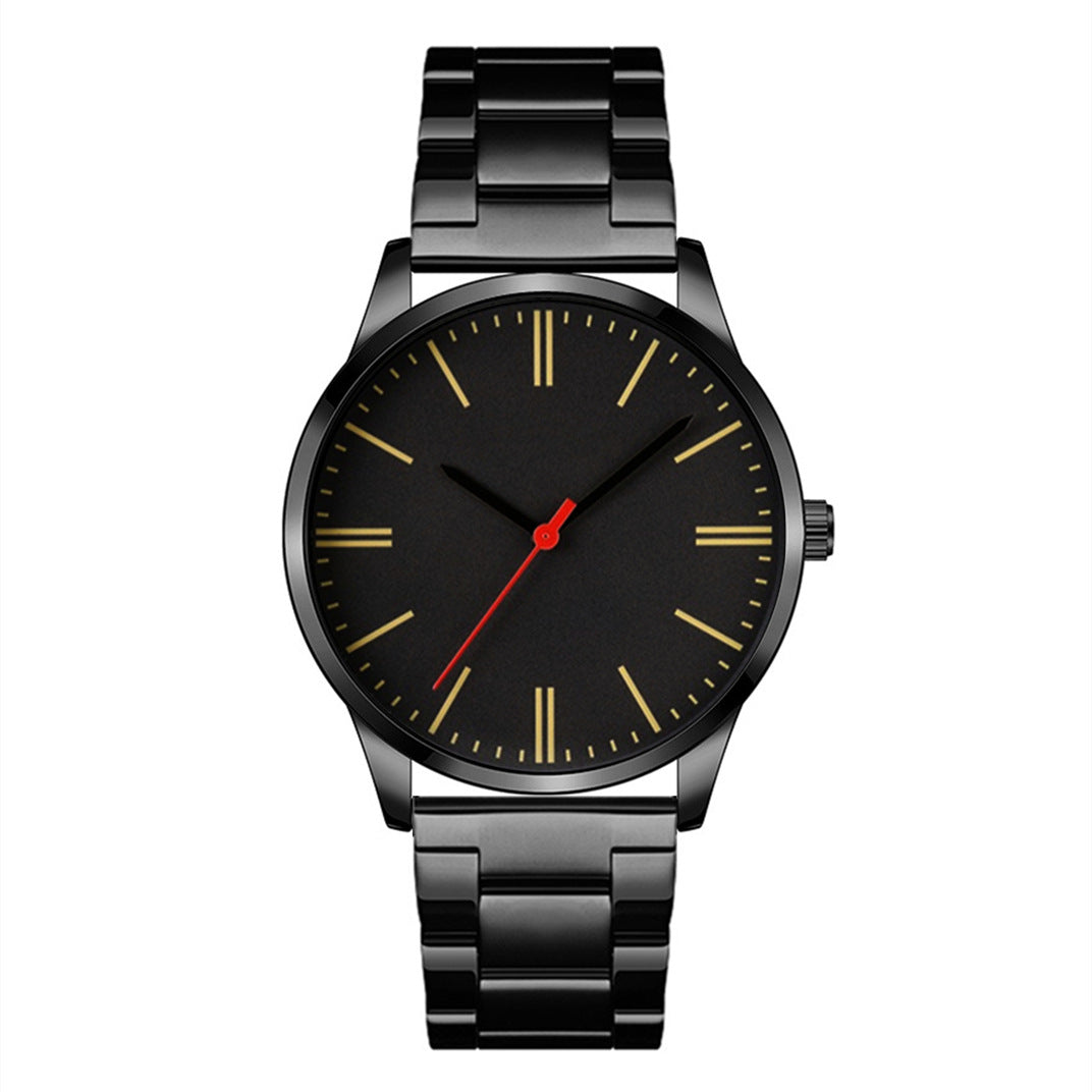 Men's leather strap wrist watch
