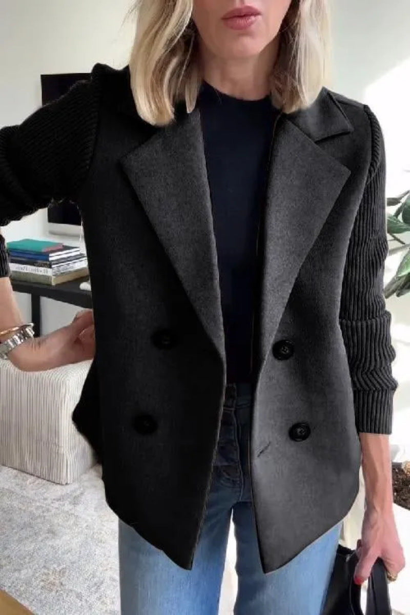 Módní elegantní vlněný prošívaný kabát