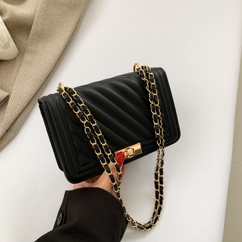 Fashion Simple Elegant Lock Chain Small Bag, Branded Bags