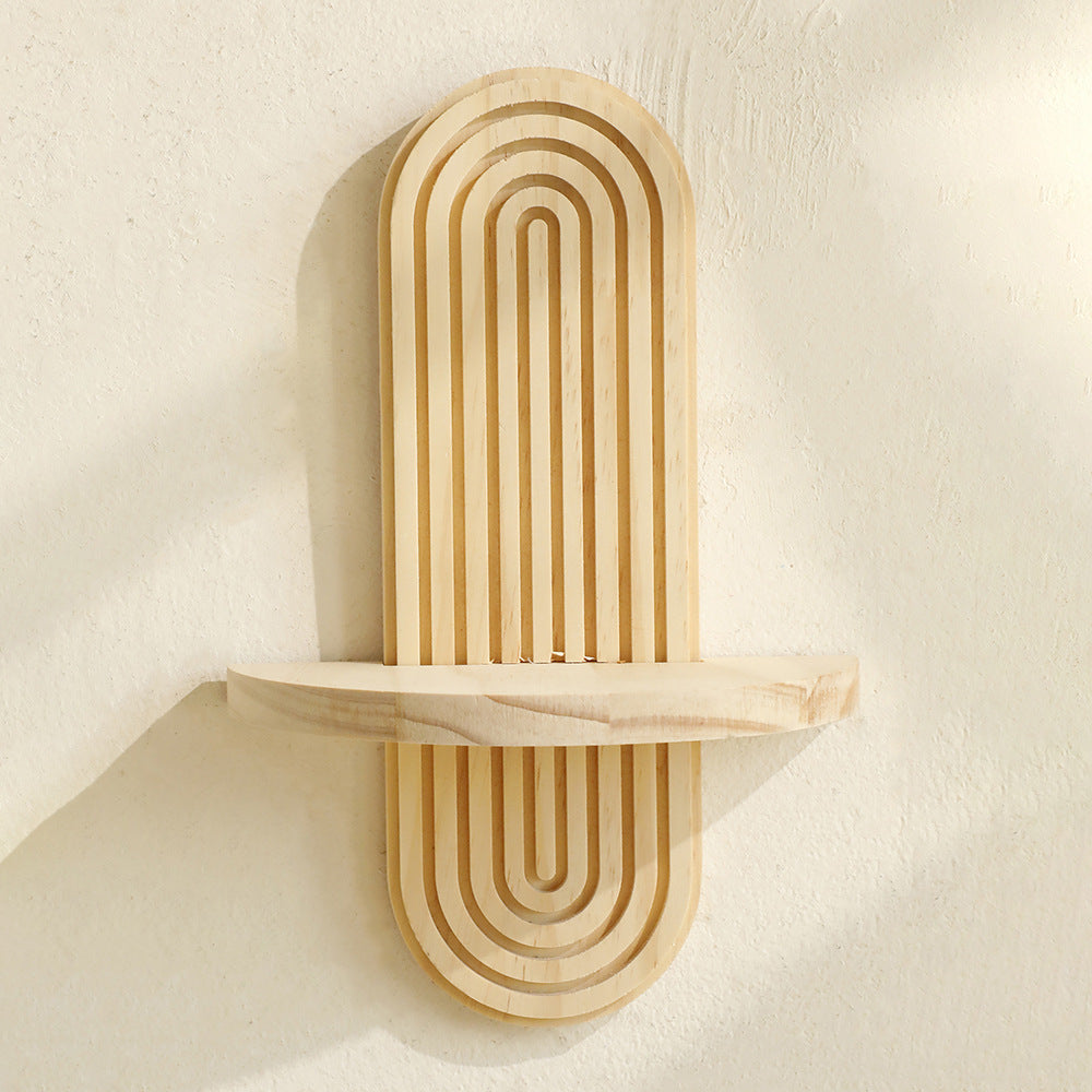Bohemian Oval Thread Solid Wood Wall Flower Pot Rack
