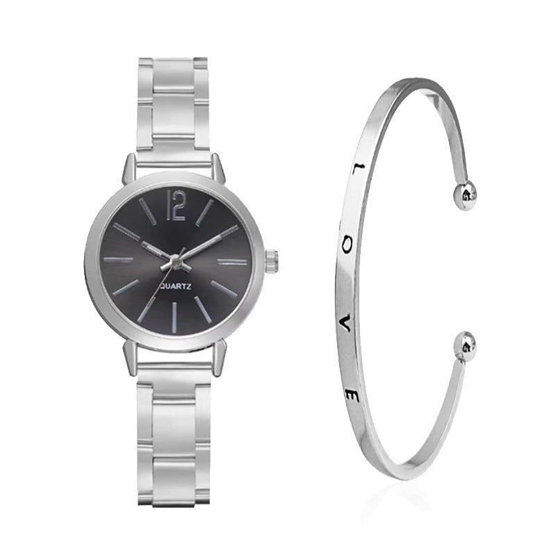 Gold steel band quartz bracelet watch