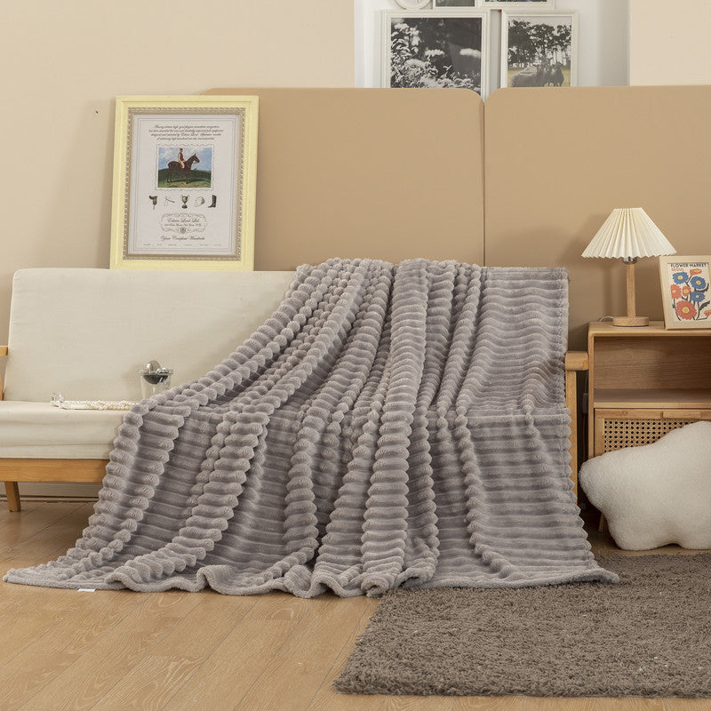 Soft Flannel Rabbit Fur Imitation Blanket
