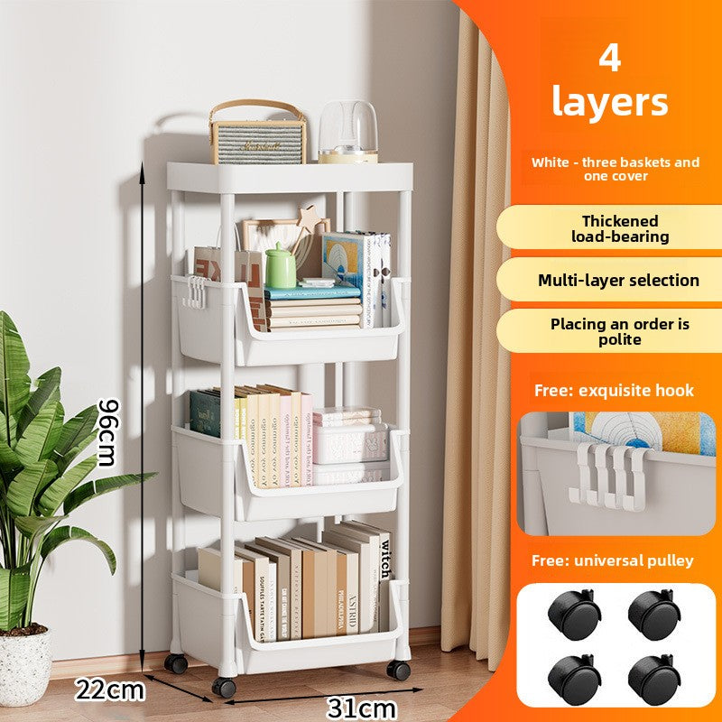 Multi-level floor-standing storage rack for small carts and household use