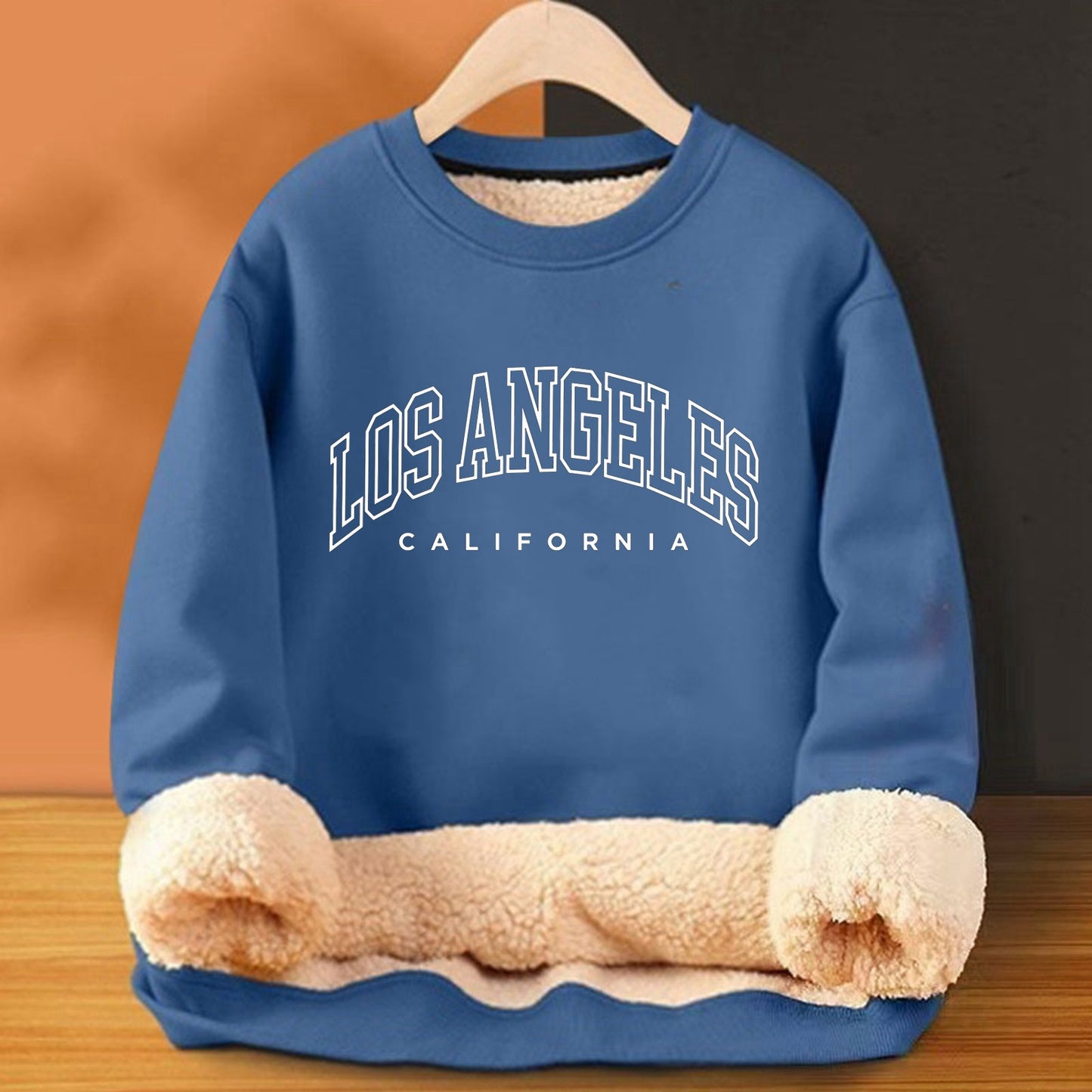 A warm jacket with a hood over the head