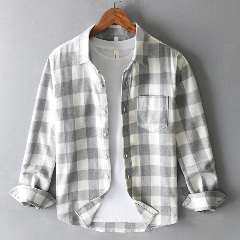 Men's Long Sleeve Plaid Cotton Shirt, Autumn / Winter Collection