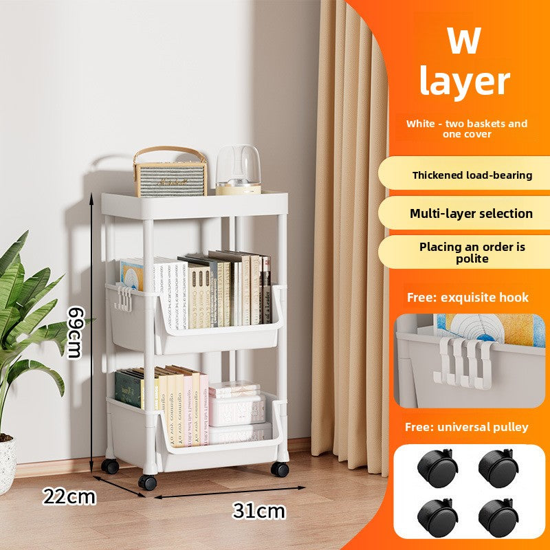 Multi-level floor-standing storage rack for small carts and household use