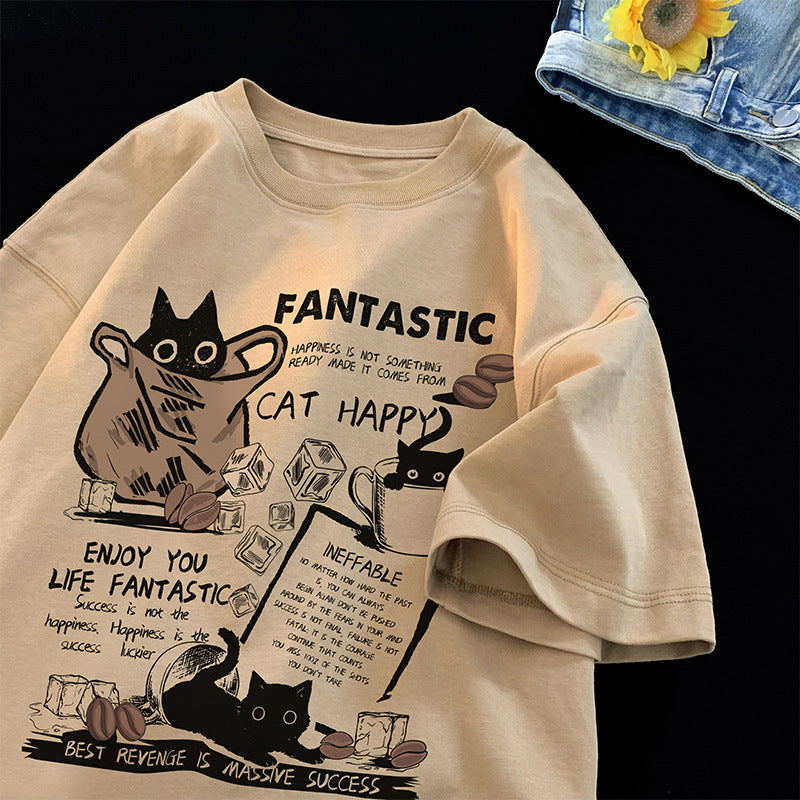Cartoon Print Pure Cotton Men's T-shirt