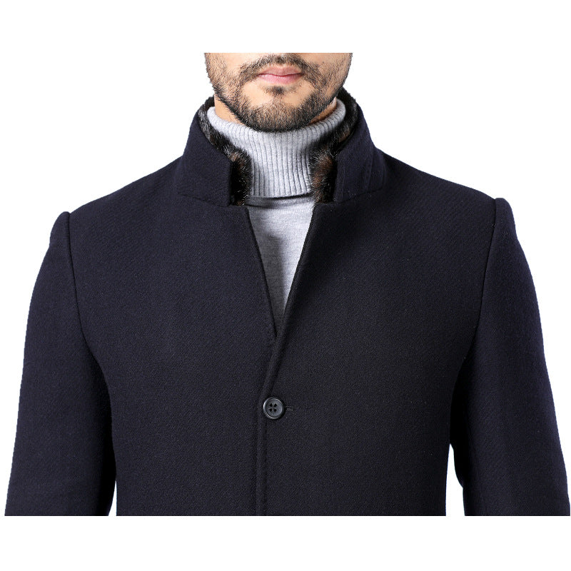 Men's Wool Stand Collar Winter Coat
