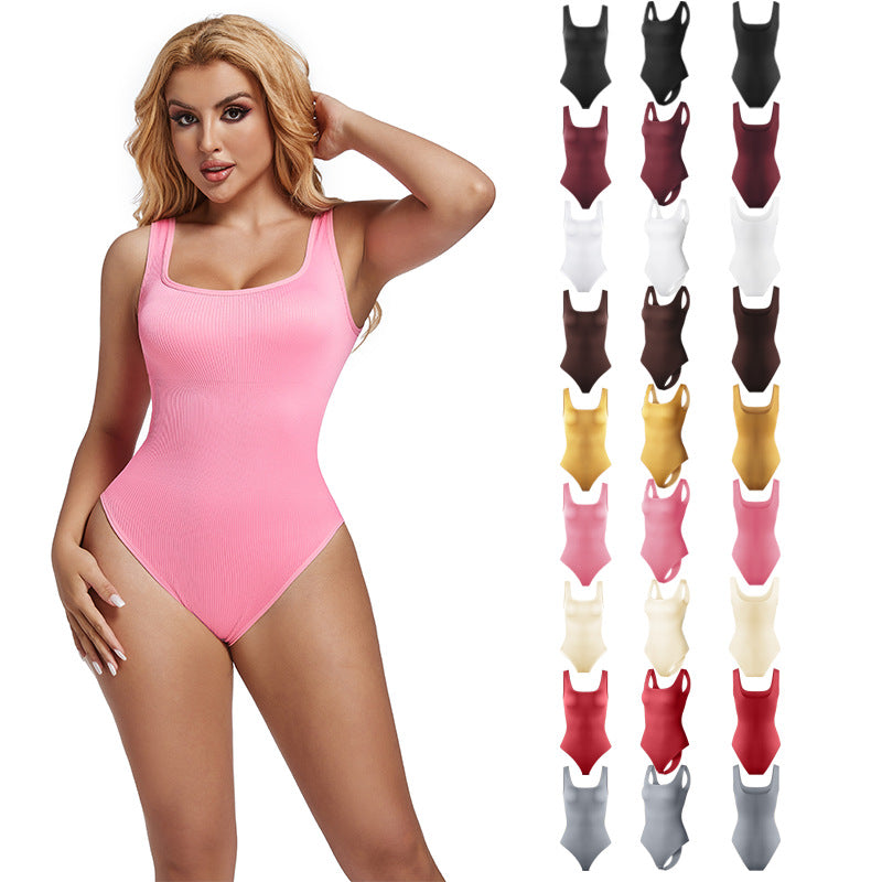 Seamless shaping and waist-reducing one-piece garment