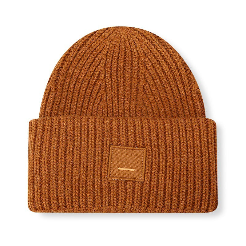 Square Smiley Wool Knitted Winter Hat