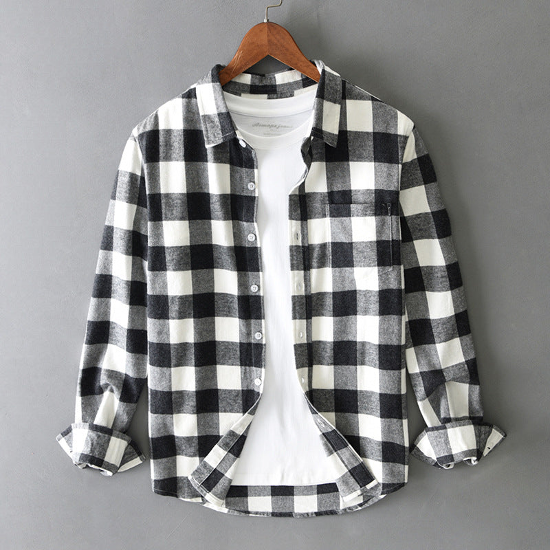 Men's Long Sleeve Plaid Cotton Shirt, Autumn / Winter Collection