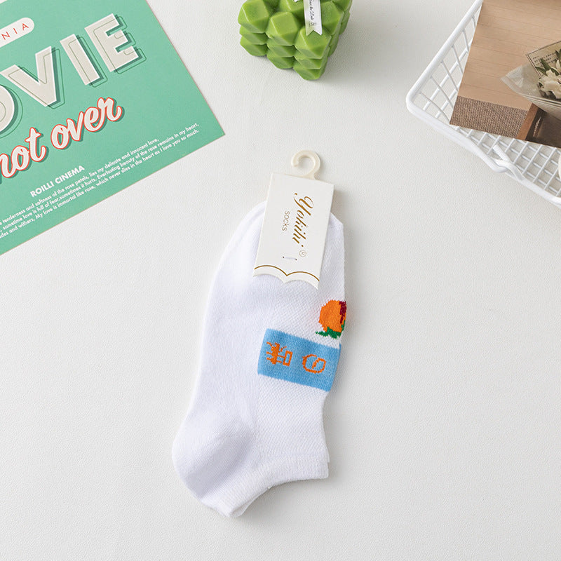 All-cotton men's spring and summer short boat socks